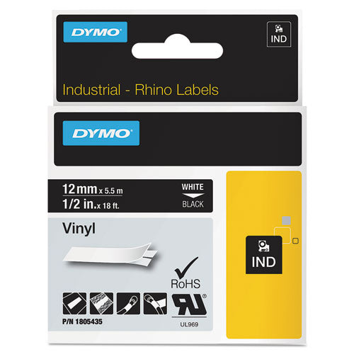 Rhino Permanent Vinyl Industrial Label Tape, 0.5