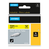 Rhino Permanent Poly Industrial Label Tape, 0.5" X 18 Ft, White-black Print