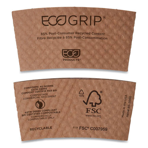 Ecogrip Hot Cup Sleeves - Renewable And Compostable, 1300-ct