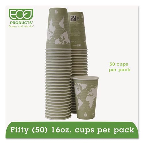 World Art Renewable-compostable Hot Cups, 16 Oz, Moss, 50-pack