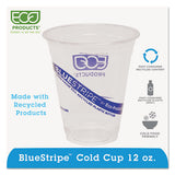 Bluestripe 25% Recycled Content Cold Cups, 12 Oz, Clear-blue, 50-pk, 20 Pk-ct