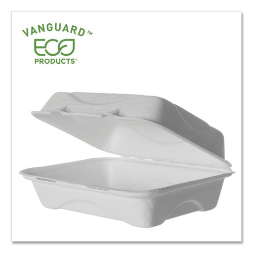 Vanguard Renewable And Compostable Sugarcane Clamshells, 1-compartment, 9 X 6 X 3, White, 250-carton