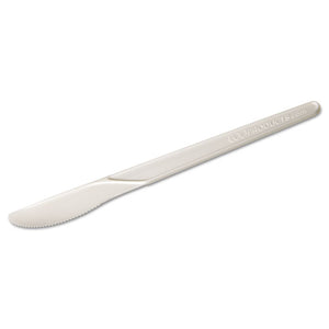 Plantware Compostable Cutlery, Knife, 6", Pearl White, 50-pack, 20 Pack-carton