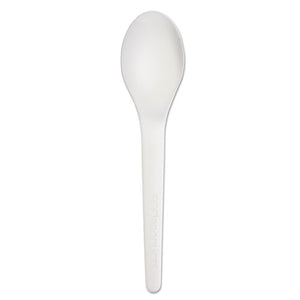 Plantware Compostable Cutlery, Spoon, 6", Pearl White, 50-pack, 20 Pack-carton