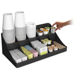 11-compartment Coffee Condiment Organizer, 18 1-4 X 6 5-8 X 9 7-8, Black