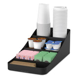 Trove Seven-compartment Coffee Condiment Organizer, Black, 7 3-4 X 16 X 5 1-4