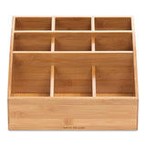 Square 9 Compartment Condiment Organizer, 12 X 12 X 5.5, Bamboo