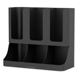 Flume Six-section Upright Coffee Condiment-cup Organizer, Black, 11.5 X 6.5 X 15