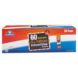 Washable School Glue Sticks, 0.24 Oz, Applies And Dries Clear, 60-box