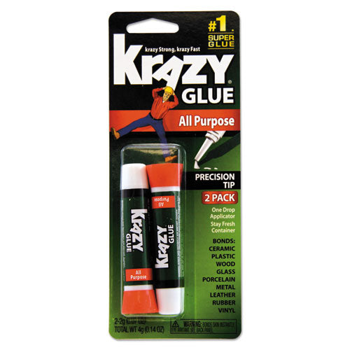 All Purpose Krazy Glue, 0.07 Oz, Dries Clear, 2-pack