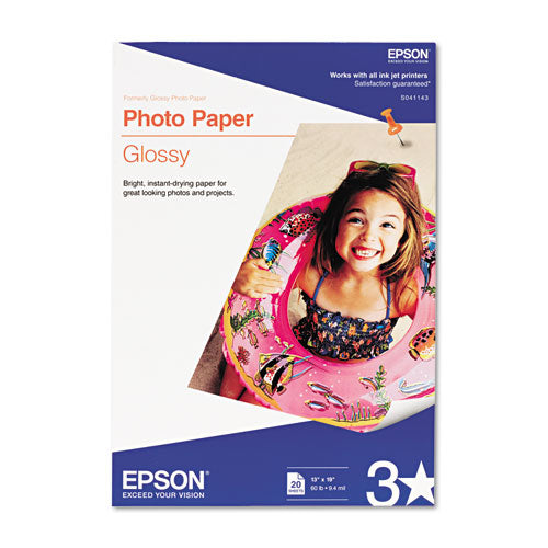 Glossy Photo Paper, 9.4 Mil, 13 X 19, Glossy White, 20-pack