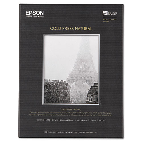 Cold Press Fine Art Paper, 19 Mil, 8.5 X 11, Textured Matte Natural, 25-pack