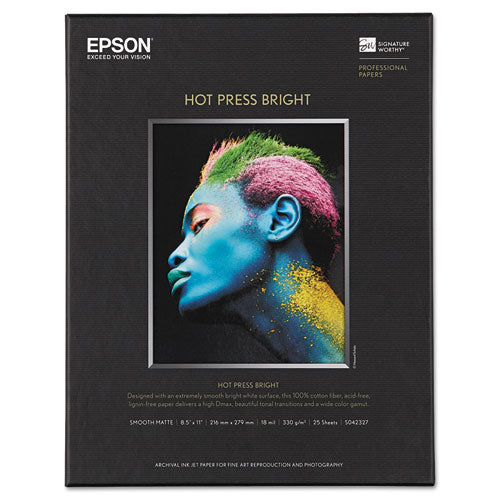 Hot Press Bright Fine Art Paper, 17 Mil, 8.5 X 11, Smooth Matte White, 25-pack