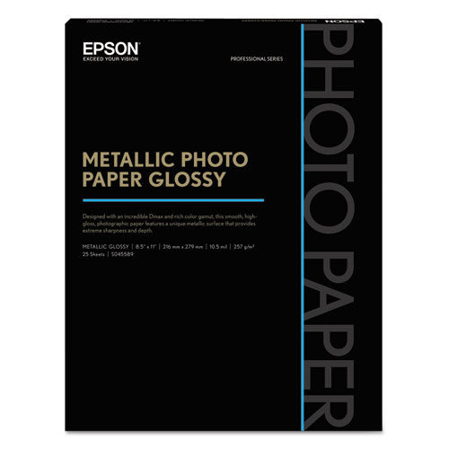 Professional Media Metallic Gloss Photo Paper, 10.5 Mil, 8.5 X 11, White, 25-pack