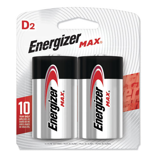 Max Alkaline D Batteries, 1.5v, 2-pack