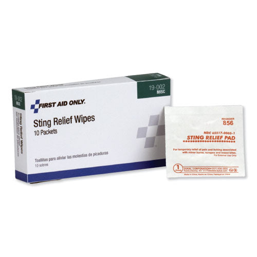 First Aid Sting Relief Pads, 10-box