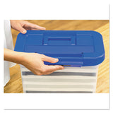 Heavy-duty Portable File Box, Letter Files, 14.25" X 8.63" X 11.06", Clear-blue