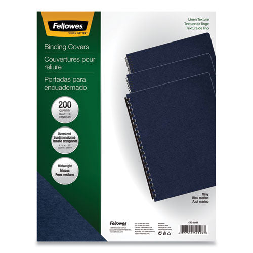 Linen Texture Binding System Covers, 11-1-4 X 8-3-4, Navy, 200-pack
