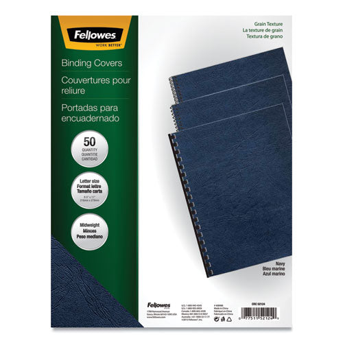 Classic Grain Texture Binding System Covers, 11 X 8-1-2, Navy, 50-pack