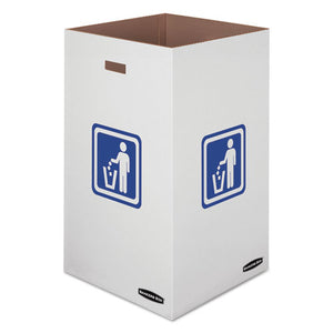 Waste And Recycling Bin, 50 Gal, White, 10-carton