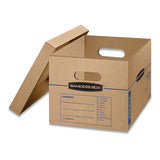 Smoothmove Classic Moving-storage Boxes, Small, Half Slotted Container (hsc), 15" X 12" X 10", Brown Kraft-blue, 15-carton