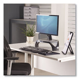 Smart Suites Corner Monitor Riser, For 21" Monitors, 18.5" X 12.5" X 3.88" To 5.13", Black-clear Frost, Supports 40 Lbs
