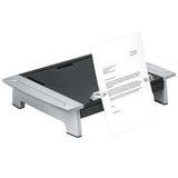 Office Suites Monitor Riser Plus, 19.88" X 14.06" X 4" To 6.5", Black-silver, Supports 80 Lbs