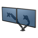 Platinum Series Dual Monitor Arm For 27" Monitors, 360 Deg Rotation, +85 Deg--20 Deg Tilt, 360 Deg Pan, Black, Supports 20 Lb