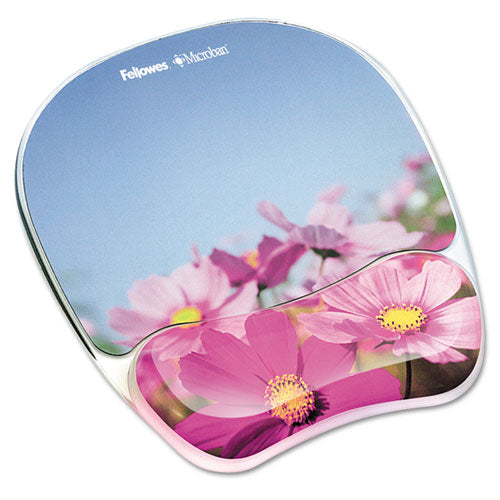 Gel Mouse Pad W-wrist Rest, Photo, 9 1-4 X 7 1-3, Pink Flowers