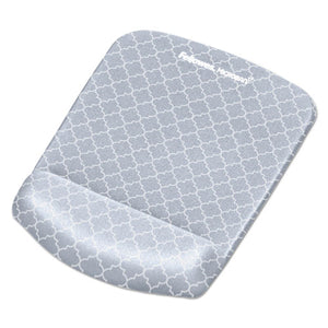 Plushtouch Mouse Pad With Wrist Rest, 7 1-4 X 9 3-8 X 1, Gray-white Lattice