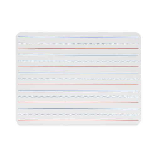 Magnetic Two-sided Red And Blue Ruled Dry Erase Board, 12 X 9, Ruled White Front, Unruled White Back, 12-pack