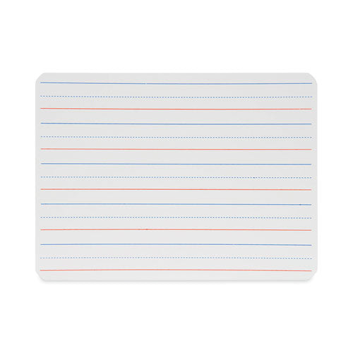 Magnetic Two-sided Red And Blue Ruled Dry Erase Board, 12 X 9, Ruled White Front, Unruled White Back, 12-pack