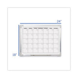 Framed Calendar Dry Erase Board, 24 X 18, White, Silver Aluminum Frame