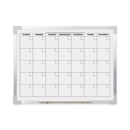 Framed Calendar Dry Erase Board, 24 X 18, White, Silver Aluminum Frame