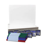 Dry Erase Board Set, 12 X 9, White, Assorted Color Markers, 12-pack