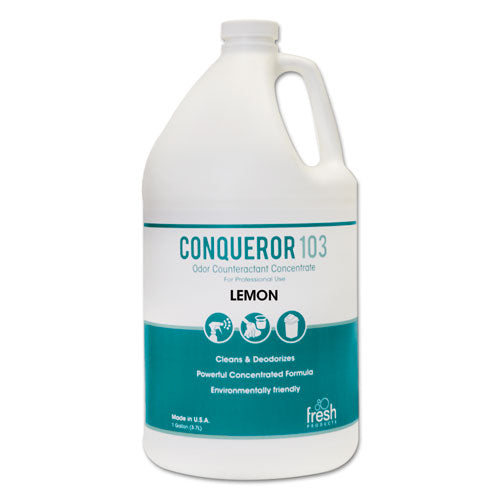 Conqueror 103 Odor Counteractant Concentrate, Lemon, 1 Gal Bottle, 4-carton
