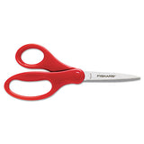 Kids-student Scissors, Pointed Tip, 7" Long, 2.75" Cut Length, Assorted Straight Handles