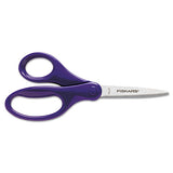 Kids-student Scissors, Pointed Tip, 7" Long, 2.75" Cut Length, Assorted Straight Handles