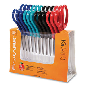 Kids-student Scissors, Pointed Tip, 5" Long, 1.75" Cut Length, Assorted Straight Handles, 12-pack