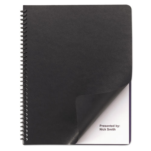 Leather Look Presentation Covers For Binding Systems, 11.25 X 8.75, Black, 50 Sets-pack