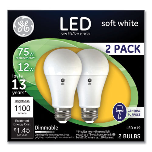 75w Led Bulbs, 12 W, A19 Bulb, Soft White, 2-pack