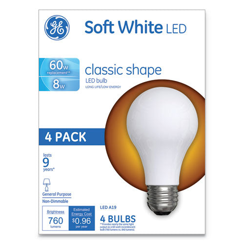 Classic Led Soft White Non-dim A19 Light Bulb, 8 W, 4-pack