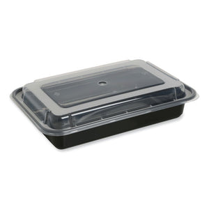 Food Container, 28 Oz, 8.81 X 6.02 X 2.04, Black/clear, Plastic, 150/carton