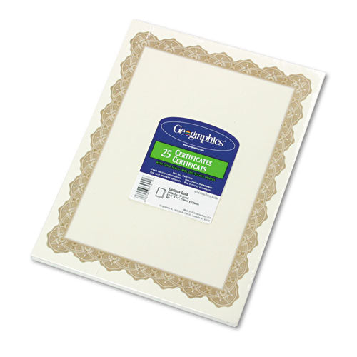 Parchment Paper Certificates, 8-1-2 X 11, Optima Gold Border, 25-pack