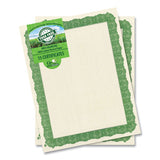 Award Certificates, 8.5 X 11, Natural With Green Braided Border, 15/pack
