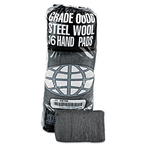Industrial-quality Steel Wool Hand Pad, #0000 Super Fine, 16-pack, 192-carton