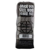Industrial-quality Steel Wool Hand Pad, #000 Extra Fine, 16-pack, 192-carton