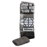 Industrial-quality Steel Wool Hand Pad, #00 Very Fine, 16-pack, 192-carton