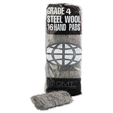Industrial-quality Steel Wool Hand Pad, #4 Extra Coarse, 16-pack, 192-carton