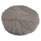 Radial Steel Wool Pads, Grade 2 (coarse): Stripping-scrubbing, 17", Gray, 12-ct